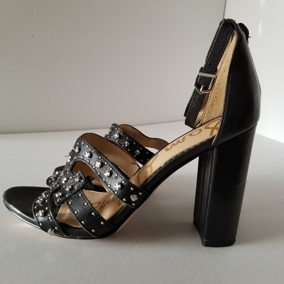 Sam Edelman Sandals Womens Size 6.5 Black Studded Yasha Block Heel - Picture 5 of 9